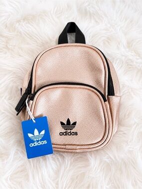 Adidas Original PU Leather Mini Backpack - Rose gold